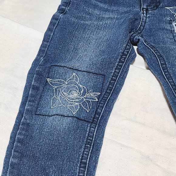 Koala Kids Girls Embroidered Jeans – Size 3T – Floral Patchwork & Distressed Det - Picture 2 of 10
